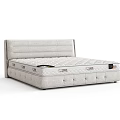 Upholstered Headboard Double Bed With Comfortable Spring Mattress And Modern Design