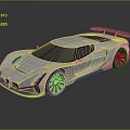 Silver Modern Sports Car With Sleek Design Illuminated Accents And Rear Spoiler