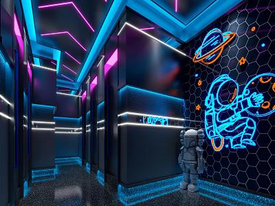 Modern KTV aisle toilet 3d model