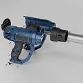 Blue Electric Power Tool With Handle Motor Component Metal Rod And Black Parts