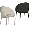 Modern Dining Chairs with Armrests Light Fabric and Dark Leather Design