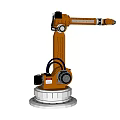 Industrial Robotic Arm Equipment Featuring Orange Mechanical Structure And Stable Base 3d model