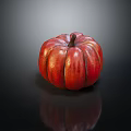 Fresh Red Pumpkin With Shiny Surface On Black Background And Clear Reflection 3d model