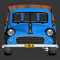 Vintage Blue Station Wagon With Wooden Roof And Classic Design Features