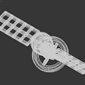 Colorful Space Satellite with Purple Disk Yellow Top and Solar Panels in Orbit Model Design
