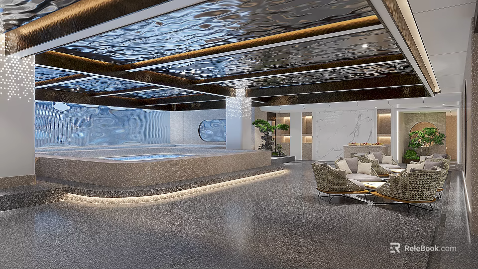 SPA Sauna Luxury Relaxation Space With Modern Design Steam Room And Comfort Seating 3d model 