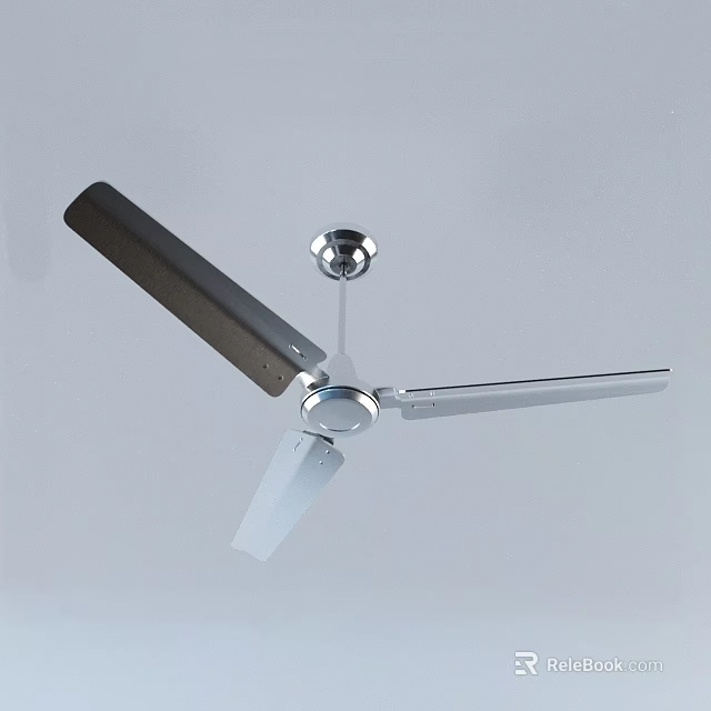 Modern Ceiling Fan With Metal Blades And Silver Finish Design 3d model 