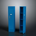 Two Blue Lockers Furniture Featuring Closed and Open Doors with Shelves