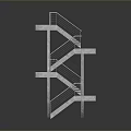 Modern Industrial Metal Staircase Structure With Multi Level Platform And Steel Railings