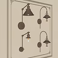 Vintage Metal Wall Sconces with Glass Shades and Decorative Brackets for Indoor Lighting