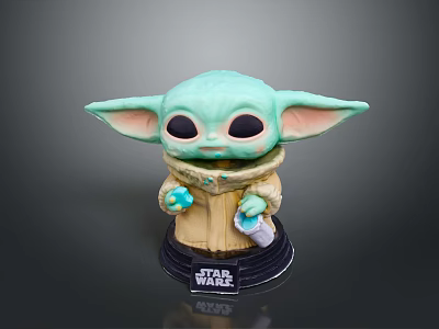Baby Yoda from Star Wars Collectible Figure with Green Skin Big Ears and Brown Coat 3d model