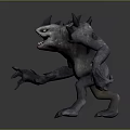 Ferocious Monster Character With Spikes Open Mouth And Muscular Limbs