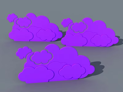 Purple Cloud Shaped Wall Decor For Modern Home Living Space Decoration Art 3d model