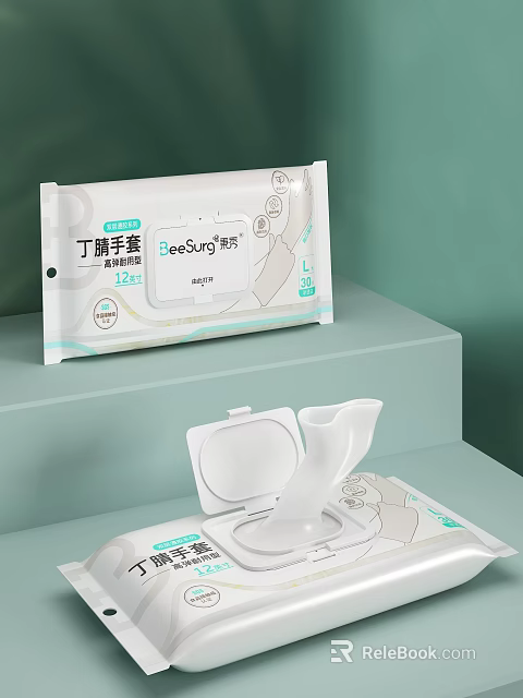 Disposable Nitrile Gloves by beeSurg with Sealed Packaging and Easy Dispenser 3d model 