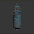 Blue Sci Fi Weapon With Mechanical Design And Cylindrical Components