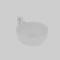 Modern Round White Ceramic Countertop Bathroom Washbasin With Chrome Faucet