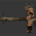 Muscular Fantasy Minotaur Brute With Horns And Giant Iron Axe
