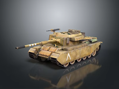 Military Tank With Camouflage Paint Gun Barrel Tracks And 3D Rendering Reflection 3d model