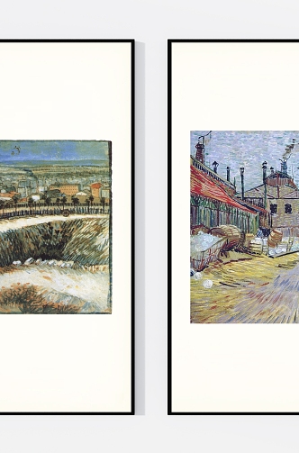 Light Luxury Van Gogh Rural Landscape Double Hanging Painting 3d model