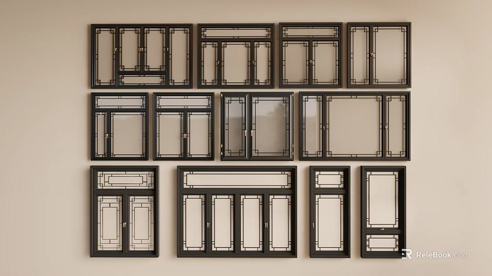 Assorted Casement Window Designs In Various Styles For Home Interior 3d model