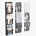 Sturdy White Multi Layer Magazine Display Shelves Displaying Various Magazines 3d model