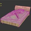 Modern Minimalist Double Bed With Wooden Headboard Light Colored Sheets And Metal Legs