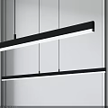 Modern Minimalist Double Long Linear Black Pendant Lights with White Light 3d model