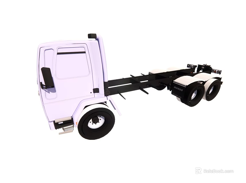 White Functional Truck Chassis With Cab Frame And Wheels For Commercial Use 3d model 