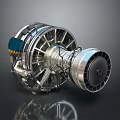 Advanced Aircraft Engine with Turbine Blades and Metallic Structure Design 3d model