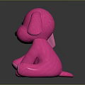 Cute Pink Plush Dog Toy Sitting On Children Bedroom Furniture