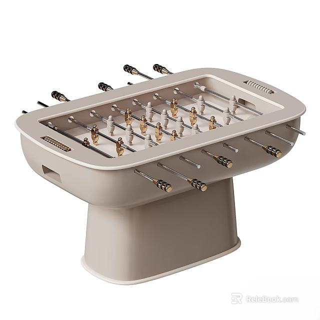 Modern Decorative Ornaments Set Foosball Table with Gold Players and Black Handles for Home Decor 3d model 
