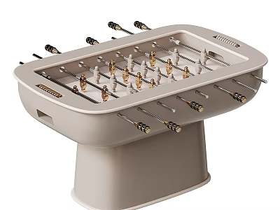 Modern Decorative Ornaments Set Foosball Table with Gold Players and Black Handles for Home Decor 3d model