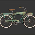Vintage Green Bicycle With Brown Seat Decorative Patterns And Classic Wheels