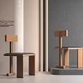 Minimalist Wooden Dining Chairs Featuring Square Backrest In Modern Light Gray Interior 3d model