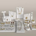 White Marble Display Shelf for Jewelry Showcasing Necklaces Earrings Rings and Bracelets