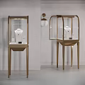 Modern Stylish Display Shelves With Metal Frame And Glass Doors For Showcasing Items