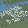 Comprehensive Aerial Planning of Urban Area with River and Road Network and Building Clusters