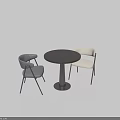 Modern Minimalist Round Table and Chairs Set with Gray and Beige Metal Frame Design