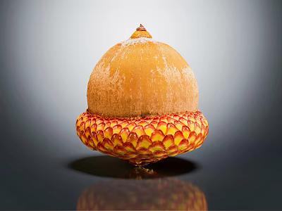 Fresh Whole Tropical Fruit With Brown Top And Red Yellow Textured Base 3d model