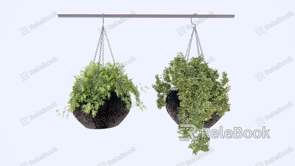 Modern hanging basket hanging flower pot plant potted lifting plant model