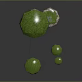 Floating Rock Islands With Green Vegetation Trees And Moss On Dark Background