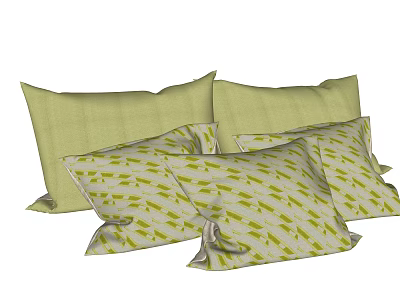 Light Green Decorative Pillows With Leaf Pattern Soft Fabric Multiple Set For Home Decor 3d model