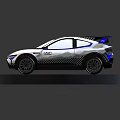 Sleek Racing Concept Car With Black White Pattern And Rear Spoiler
