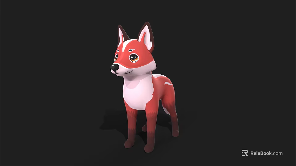 Cute Red And White Cartoon Fox 3D Model Character With Adorable Features 3d model 