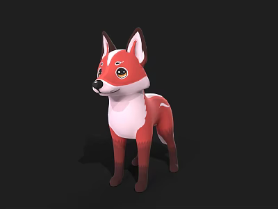 Cute Red And White Cartoon Fox 3D Model Character With Adorable Features 3d model