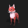 Cute Red And White Cartoon Fox 3D Model Character With Adorable Features