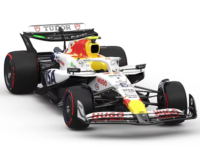 Red Bull Formula 1 Race Car With Streamlined Design And TUDOR MIGROS Sponsorship 3d model