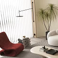 Quiet sofa tea table combination 3d model