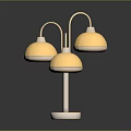 Modern Triple Light Fixture Set With Metal Stand Yellow Shades And Circular Base