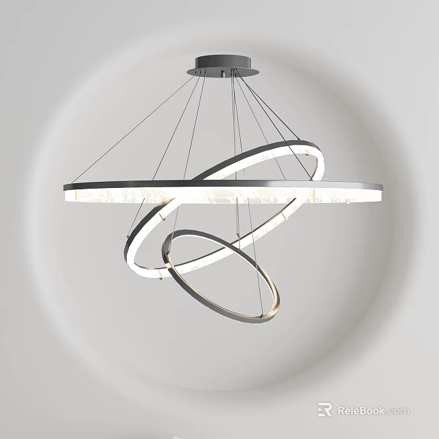 Modern Circular Ring Chandelier With LED Lights And Sleek Metallic Design For Interior 3d model 